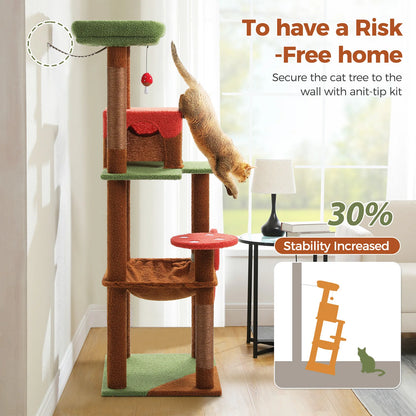Cat Tree with Scratching Posts, Cat Condo, Hammock