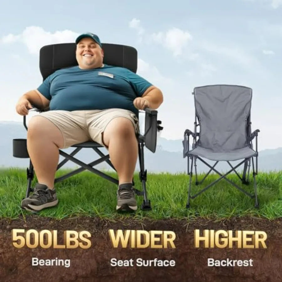 Oversized Folding Camping Chair with Adjustable Lumbar Support