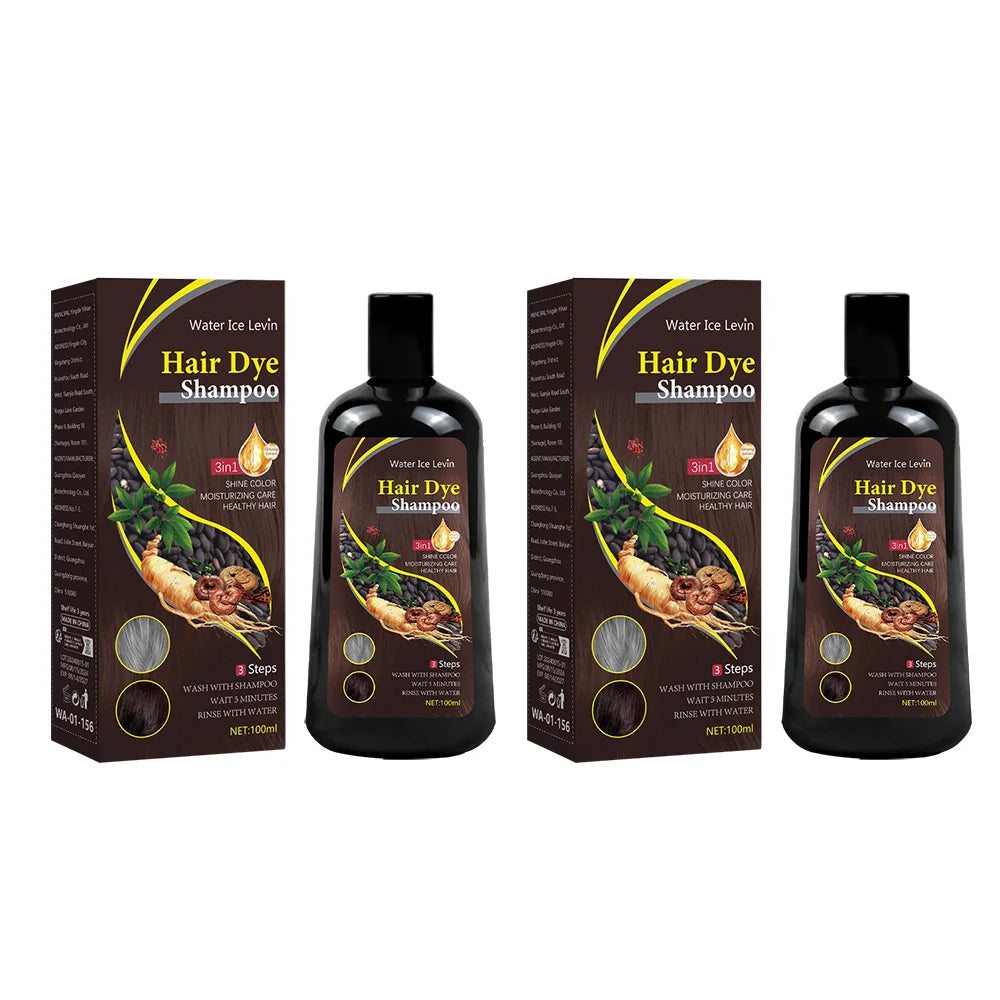 Hair color shampoo instantly from white to brown