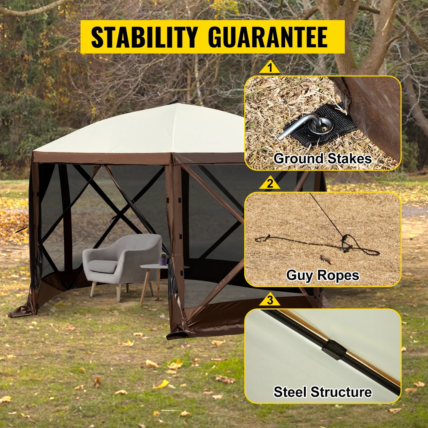 Pop-up Camping Gazebo Canopy Shelter 6 Sided