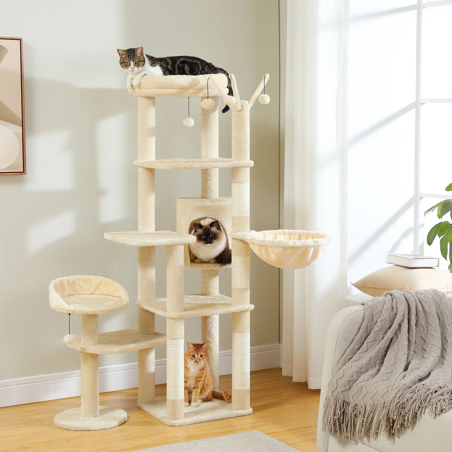 Cat Tree with Scratching Post, Hammock