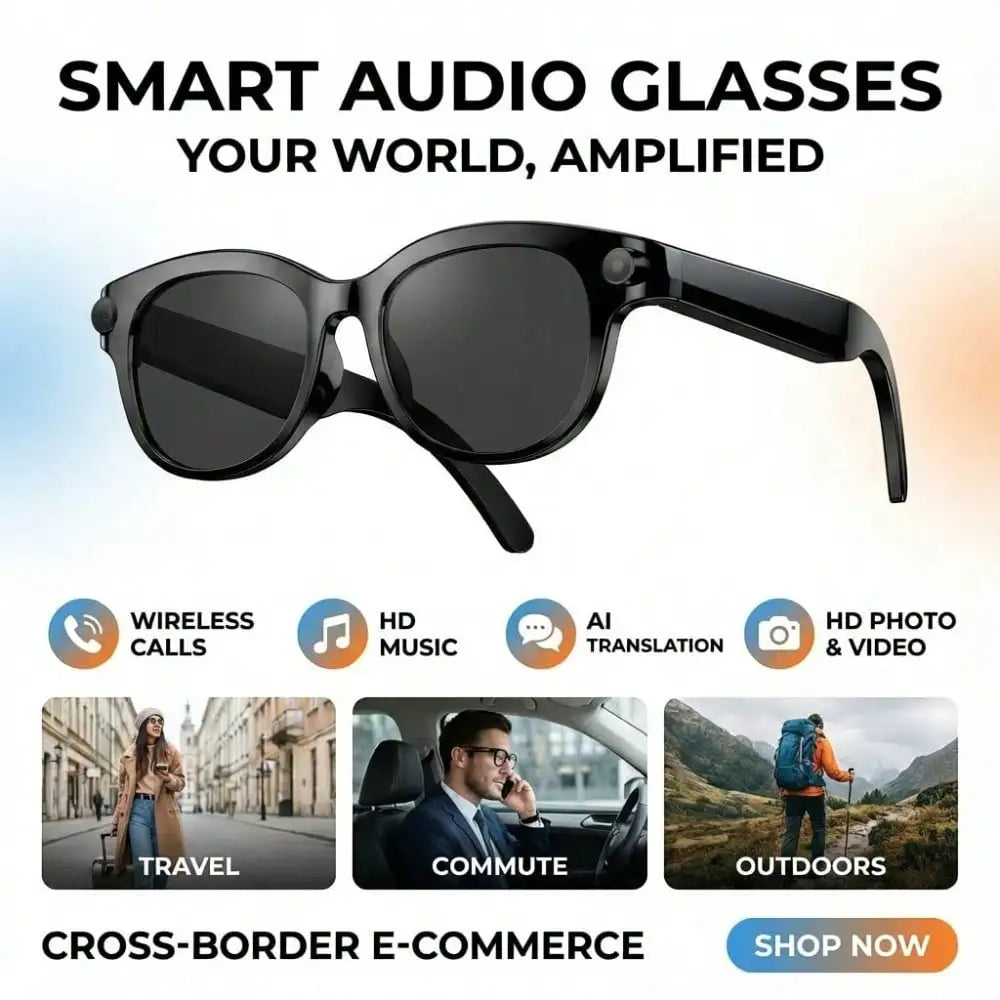 AI Smart Glasses, HD Camera, Video, AI Voice Assistant, Translator, Music