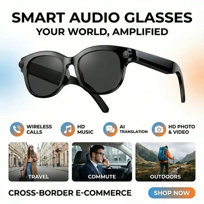 AI Smart Glasses, HD Camera, Video, AI Voice Assistant, Translator, Music