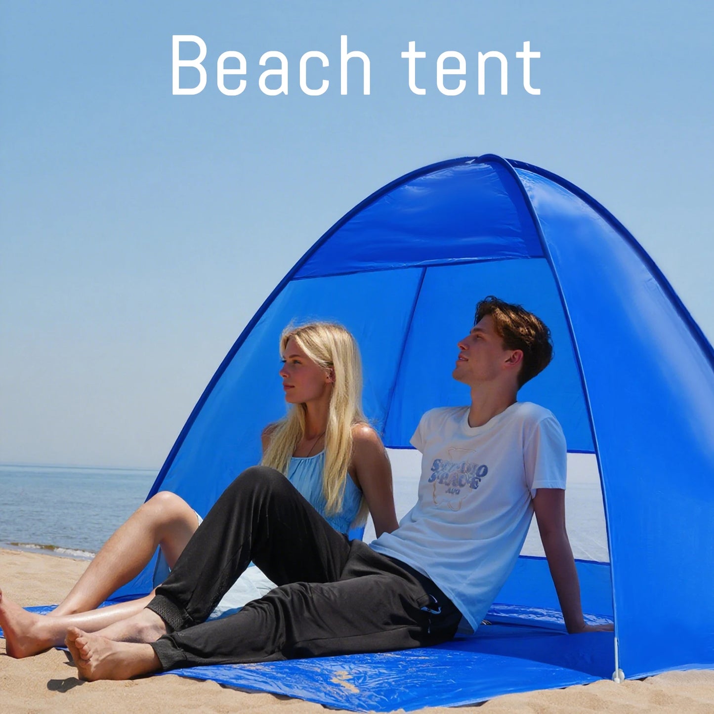 Pop-up beach tent, compact folding design