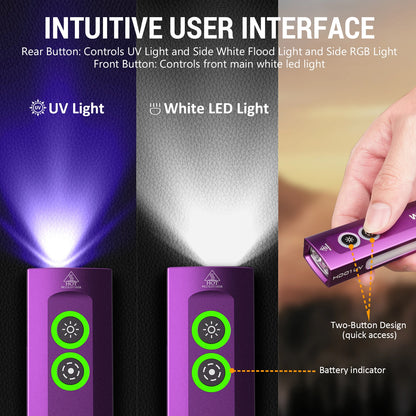 Flashlight with UV Light White Flood, Waterproof