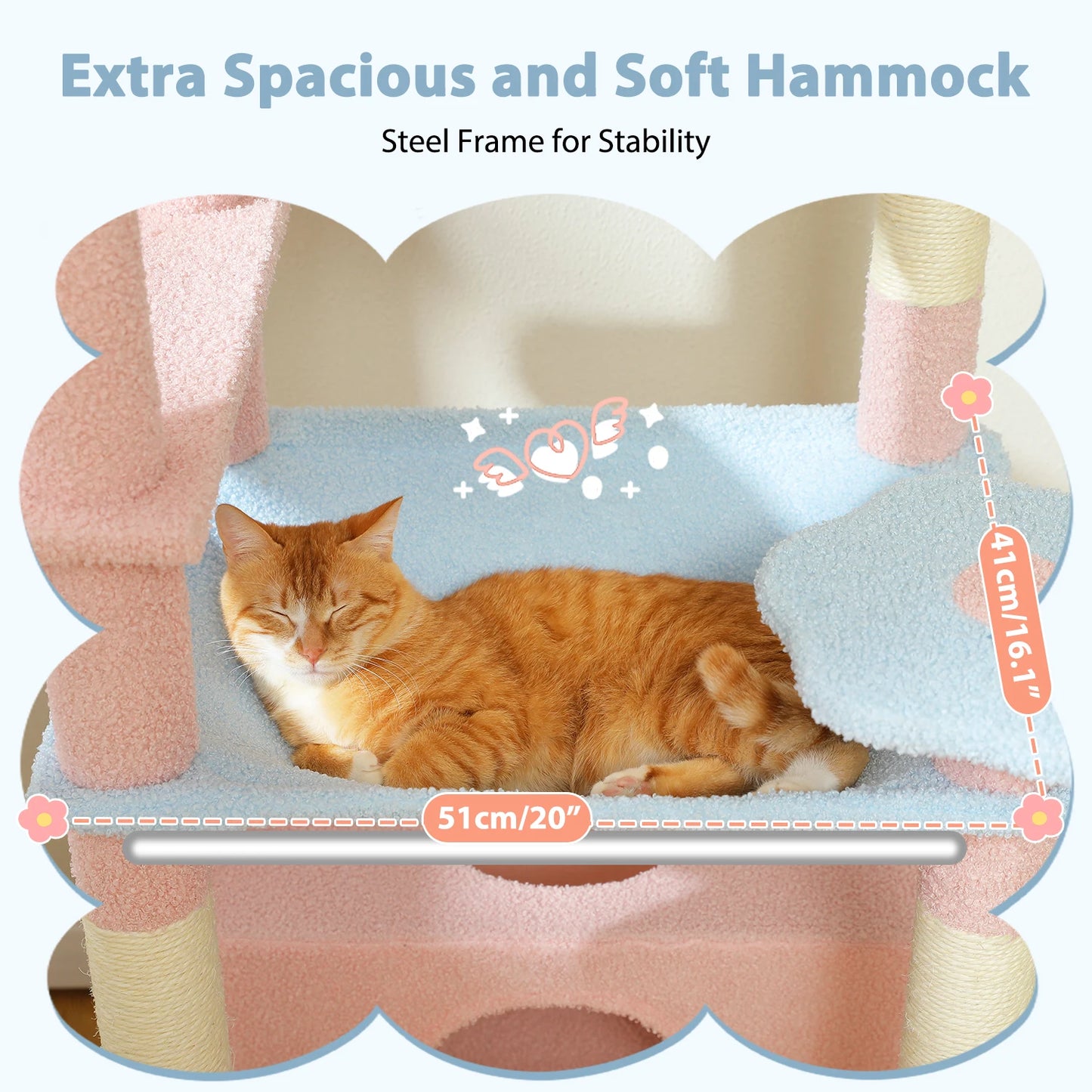 Cat Tree Tower With Sisal-Covered Scratching Posts, Hammock