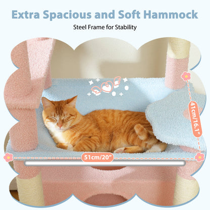 Cat Tree Tower With Sisal-Covered Scratching Posts, Hammock
