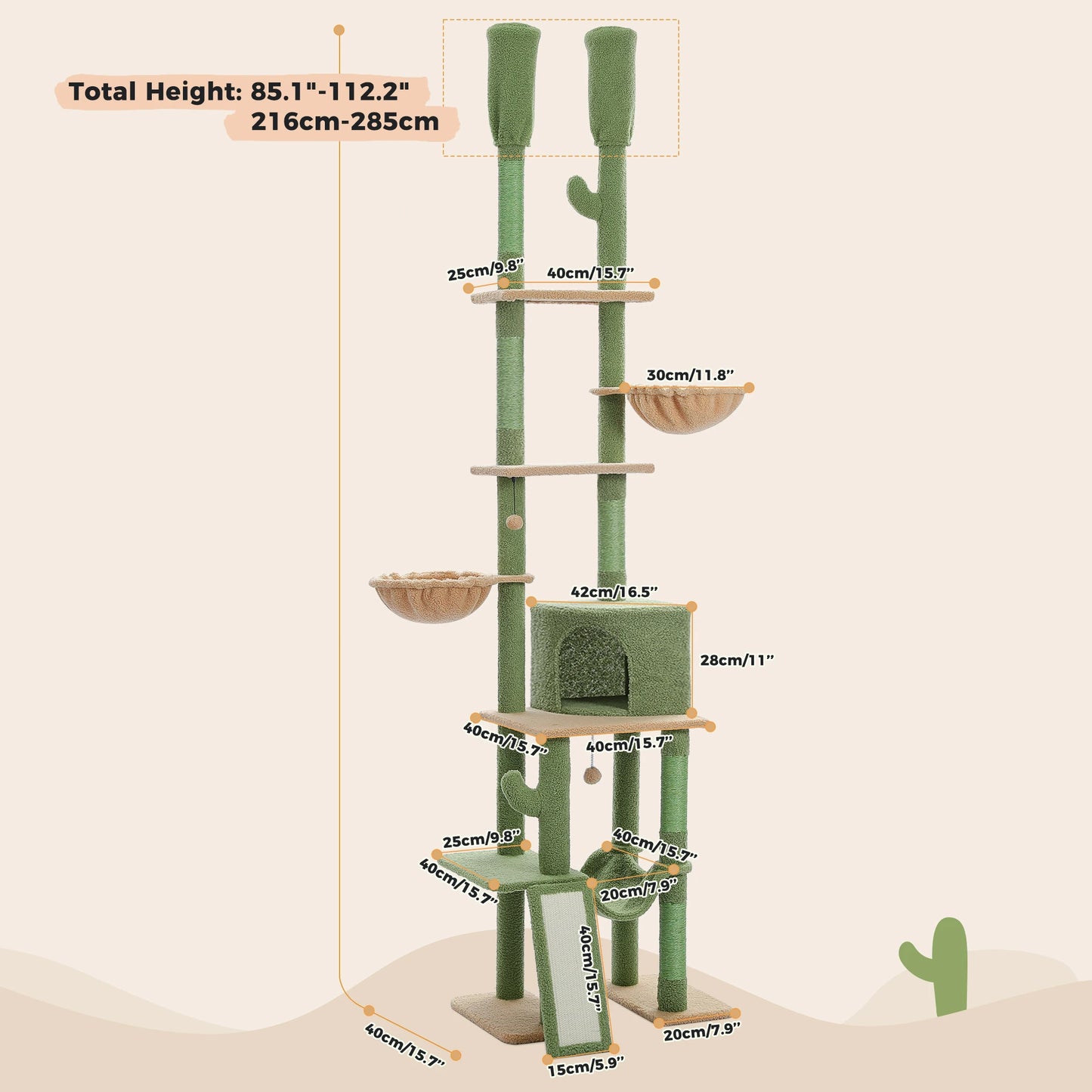 7 Tiers Cat Climbing Tree with Cozy Hammocks