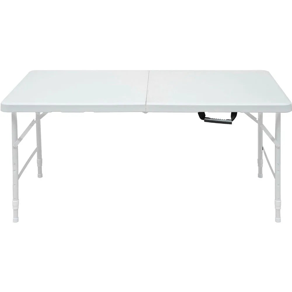 Folding Table, Rectangular Trestle Table with Adjustable Height,