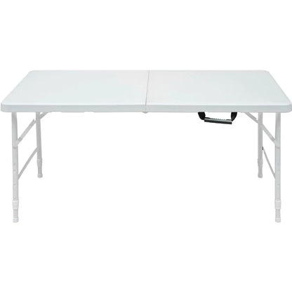 Folding Table, Rectangular Trestle Table with Adjustable Height,