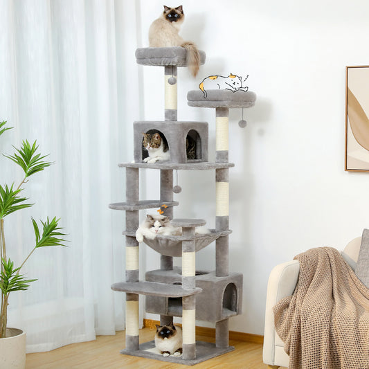 Cat Tree and Tower for Indoor Cats With Sisal-Covered Scratching Posts