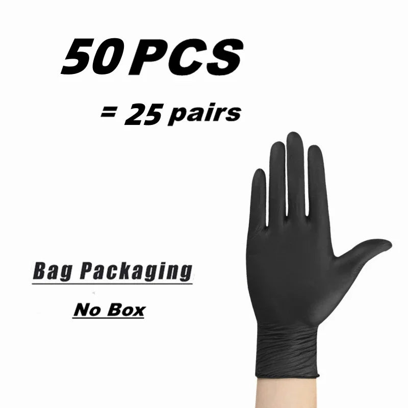 100PCS Black Nitrile Disposable Gloves Latex Free