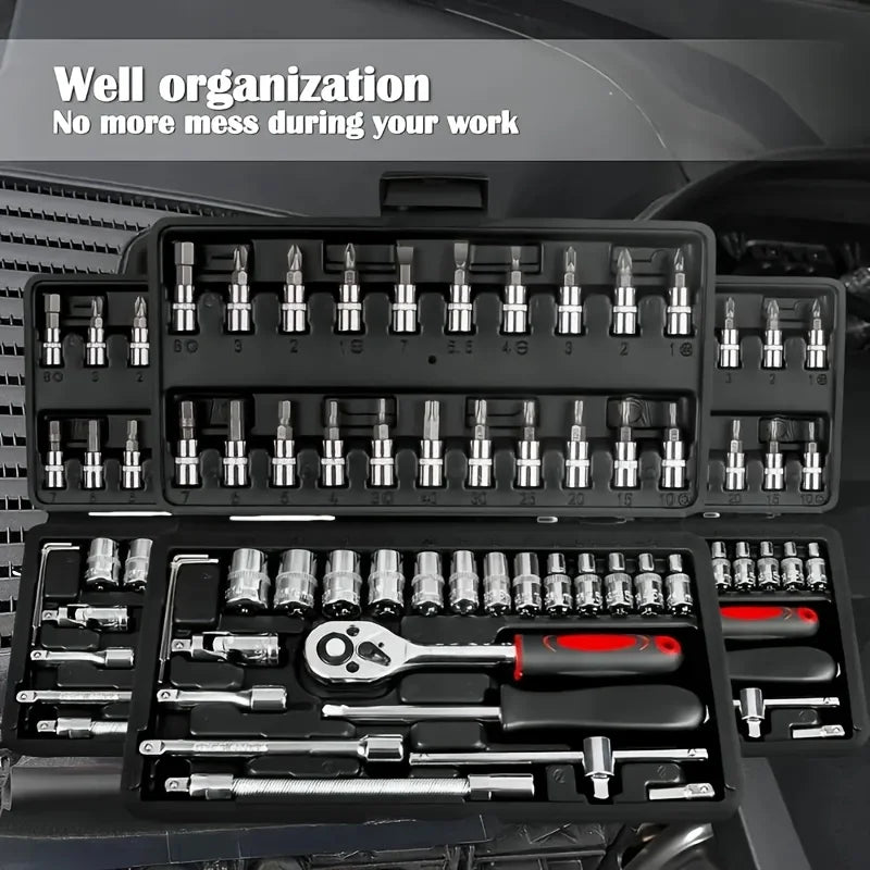 Steel Socket Set with Ratchet Wrench