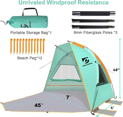 Beach Tent 3 Person with Extended Waterproof Floor
