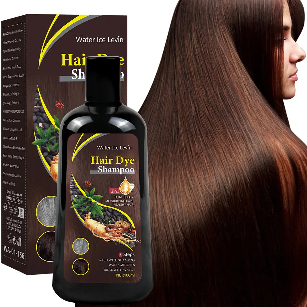 Hair color shampoo instantly from white to brown