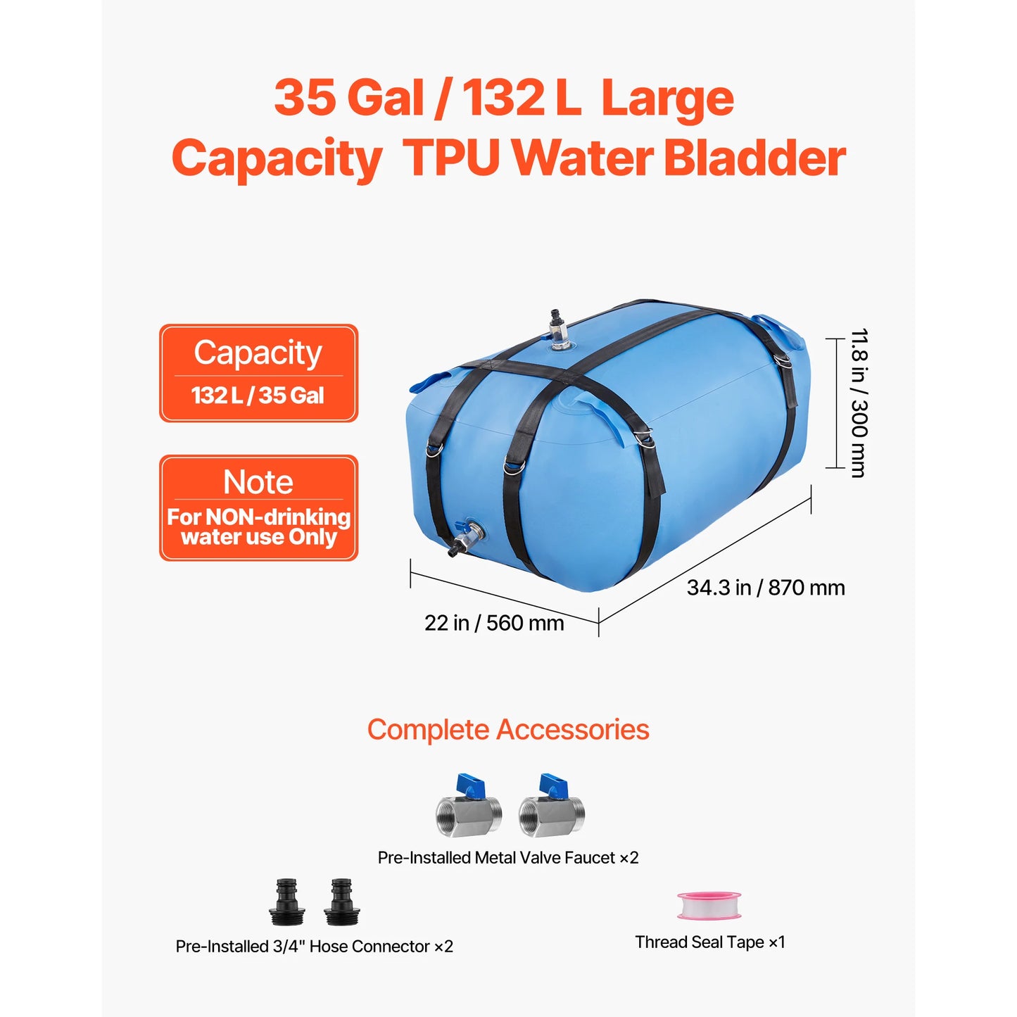 Water Storage Bladder, Portable & Collapsible