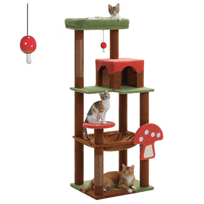 Cat Tree with Scratching Posts, Cat Condo, Hammock