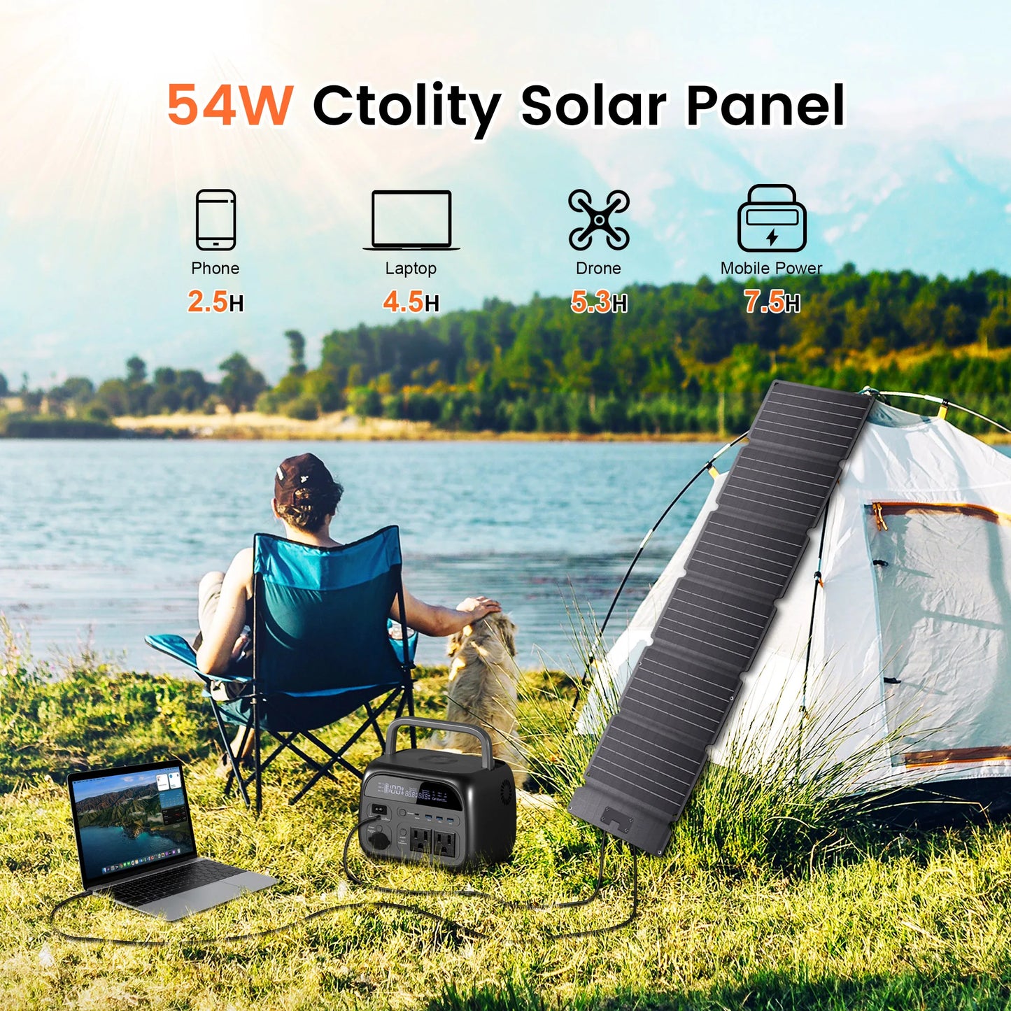 Solar Panel Portable, Folding, Outdoor Power Supply  ﻿