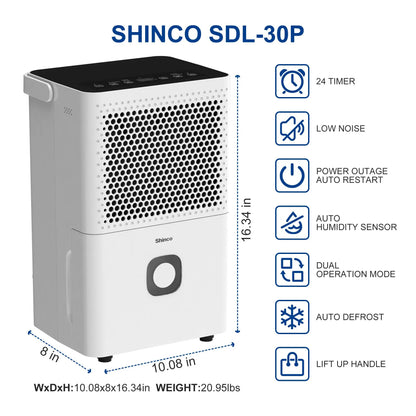 30 Pints Dehumidifier for Home and Basements