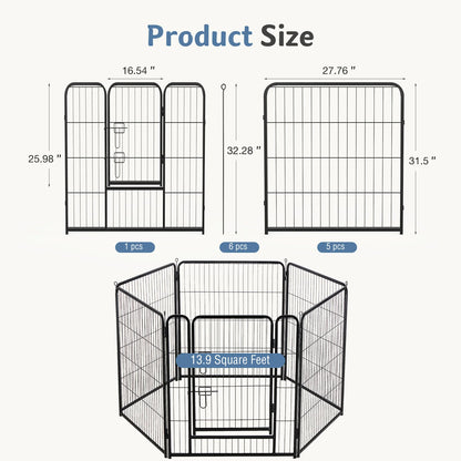 6 Panels Metal Dog Playpen  for Puppy Exercise