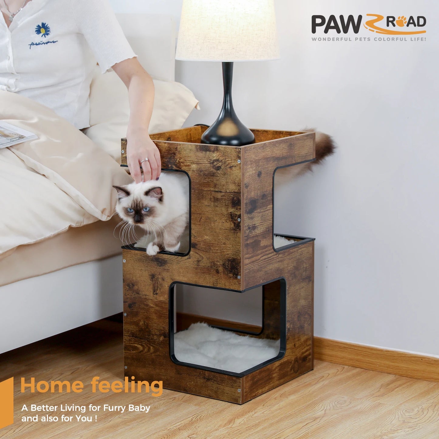 Cat Condo House Bed with Scratching Pad