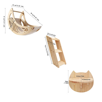 Wall Mounted Cat Shelves,  Hammock, Climbing Steps