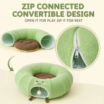 Convertible Cat Tunnel Bed With Hanging Ball