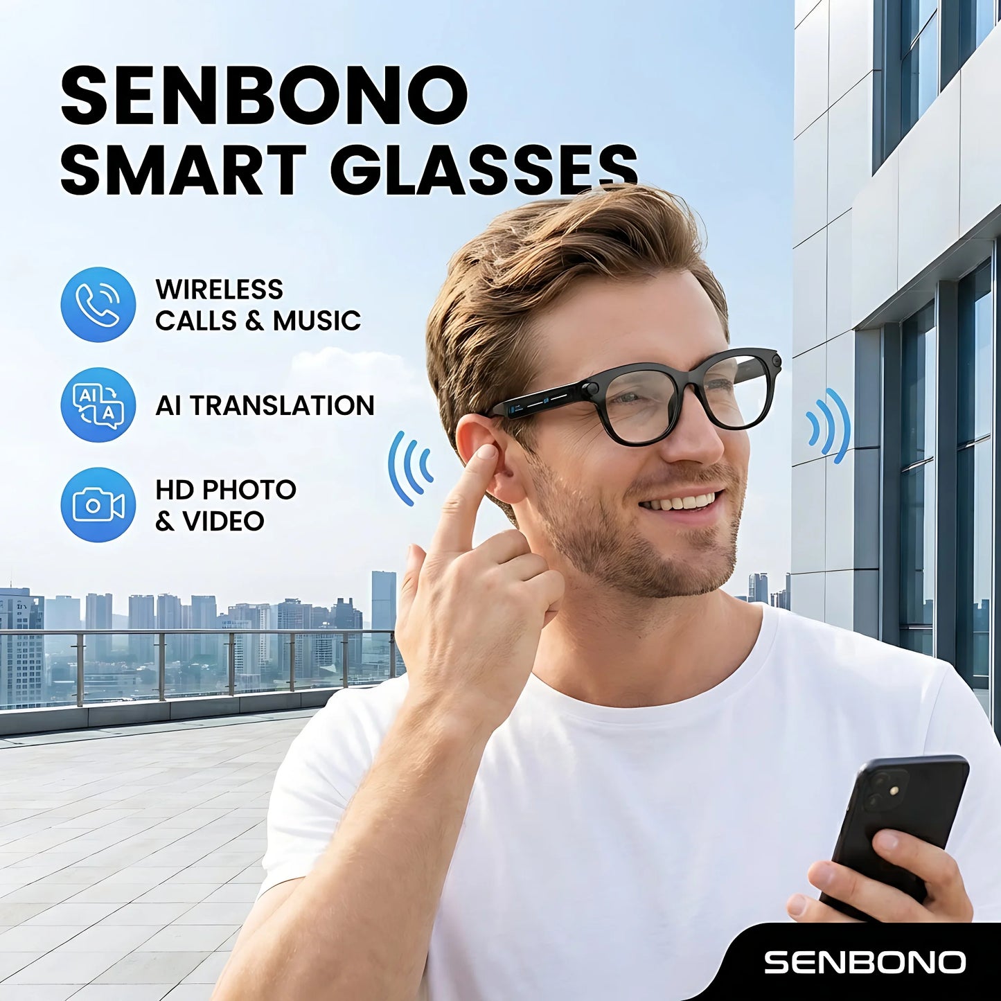 Smart Glasses 200W Pixels Camera
