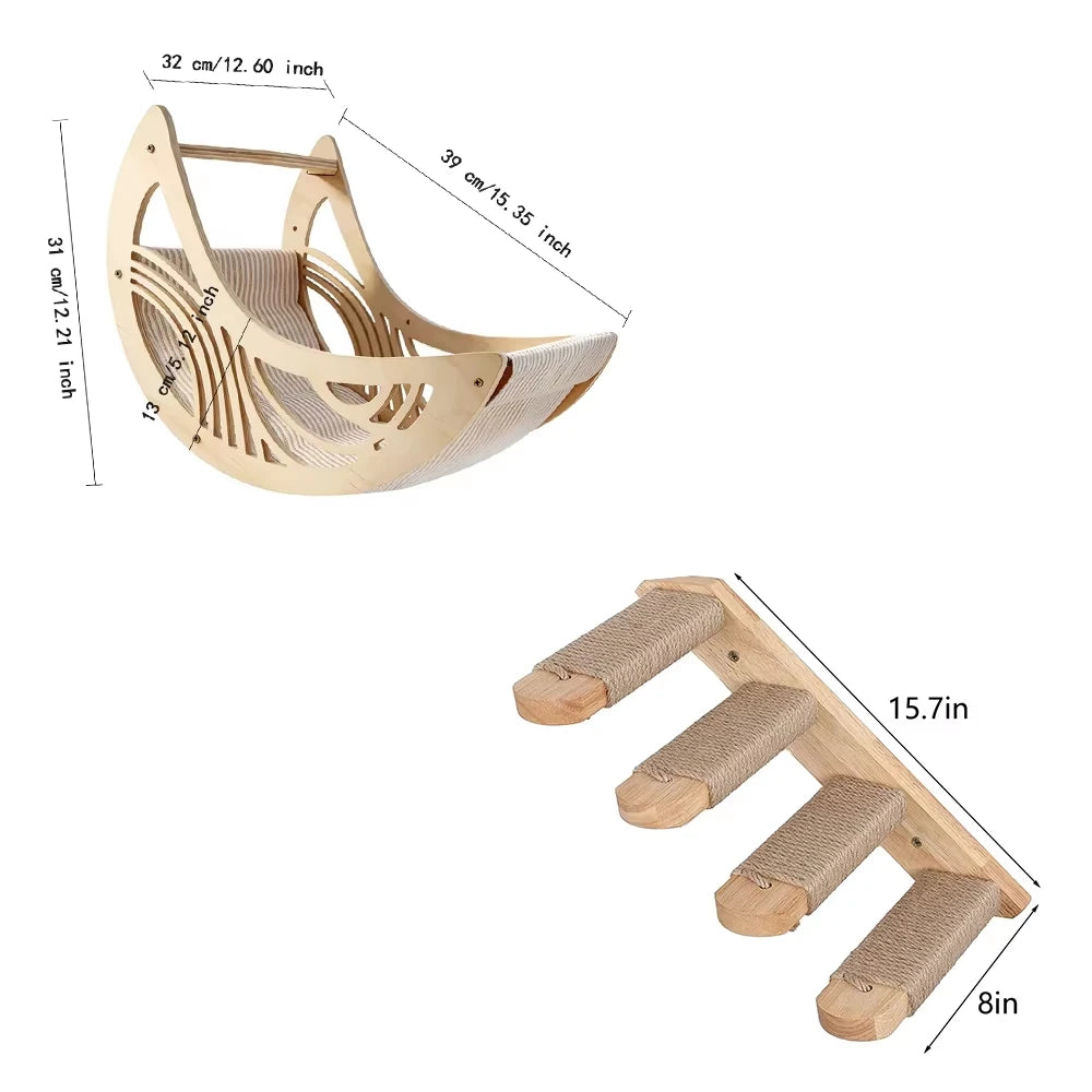 Wall Mounted Cat Shelves,  Hammock, Climbing Steps