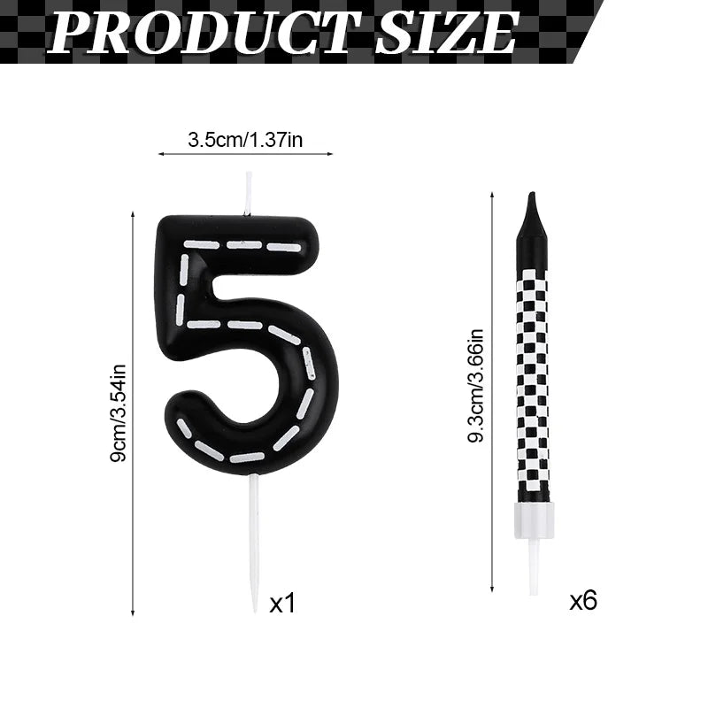 Birthday Candles Black White Checkered