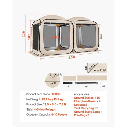 Pop Up Tent, Portable Canopy with Netting Sides