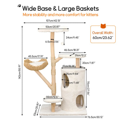 Cat Tree with Hanging Ball and Sisal Scratching Posts