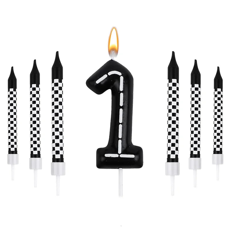 Birthday Candles Black White Checkered