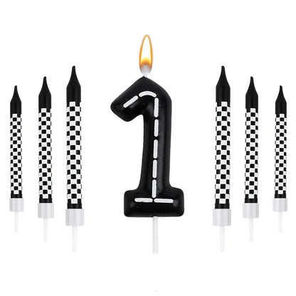 Birthday Candles Black White Checkered