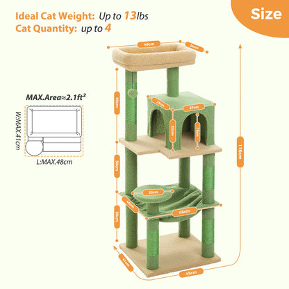 Cat Tower for Large Cats with Large Hammock