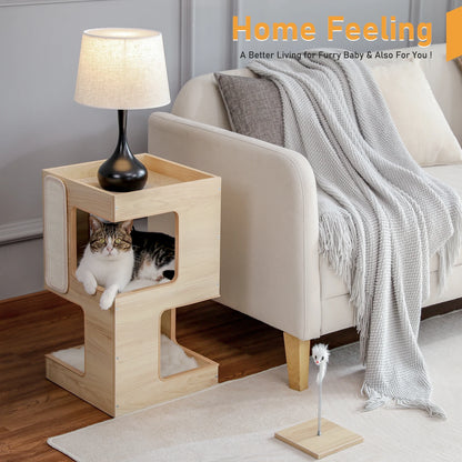 Cat Condo House Bed with Scratching Pad
