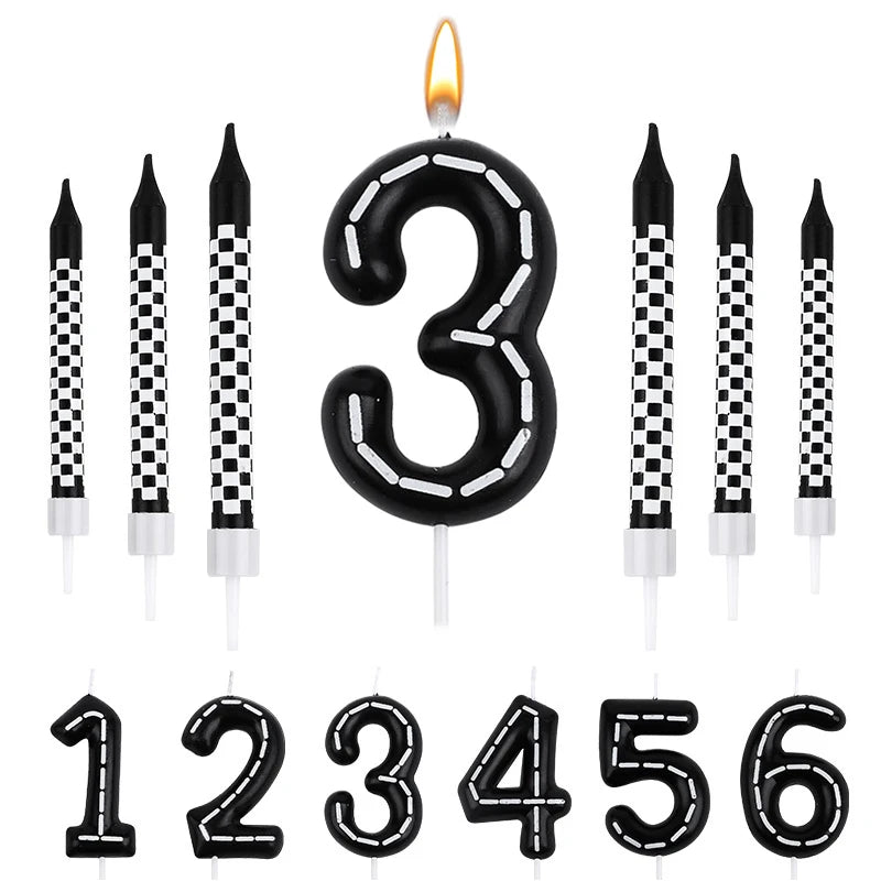 Birthday Candles Black White Checkered