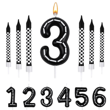 Birthday Candles Black White Checkered