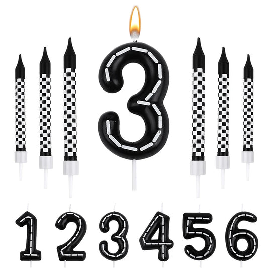 Birthday Candles Black White Checkered