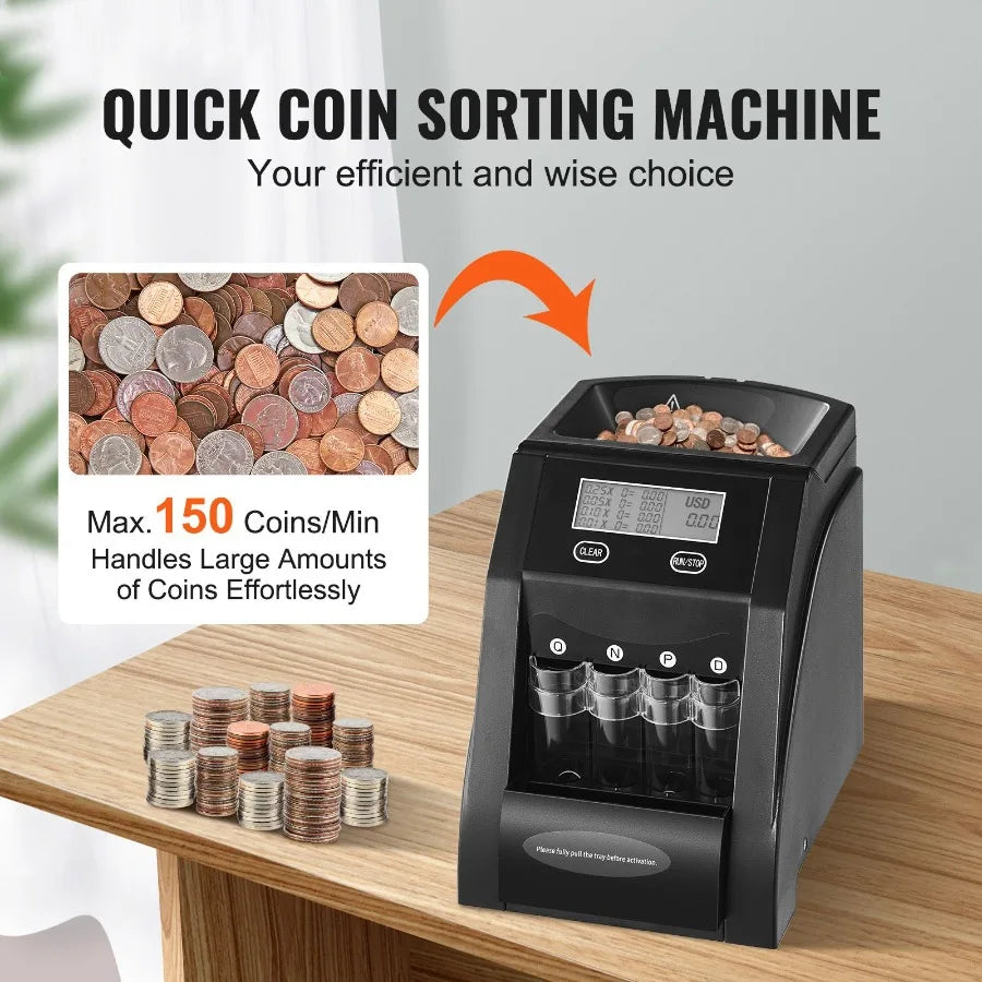 USD Coin Sorter, Coin Counter  and Wrapper Machine