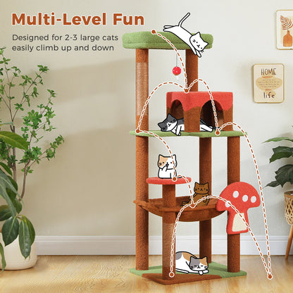 Cat Tree with Scratching Posts, Cat Condo, Hammock