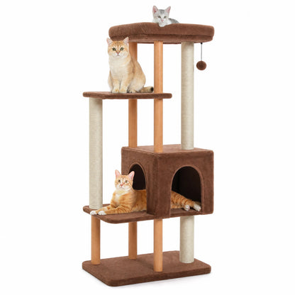 Multi-Level Cat Tree with Cat Condo, Sisal Scratching Posts, Soft Bed