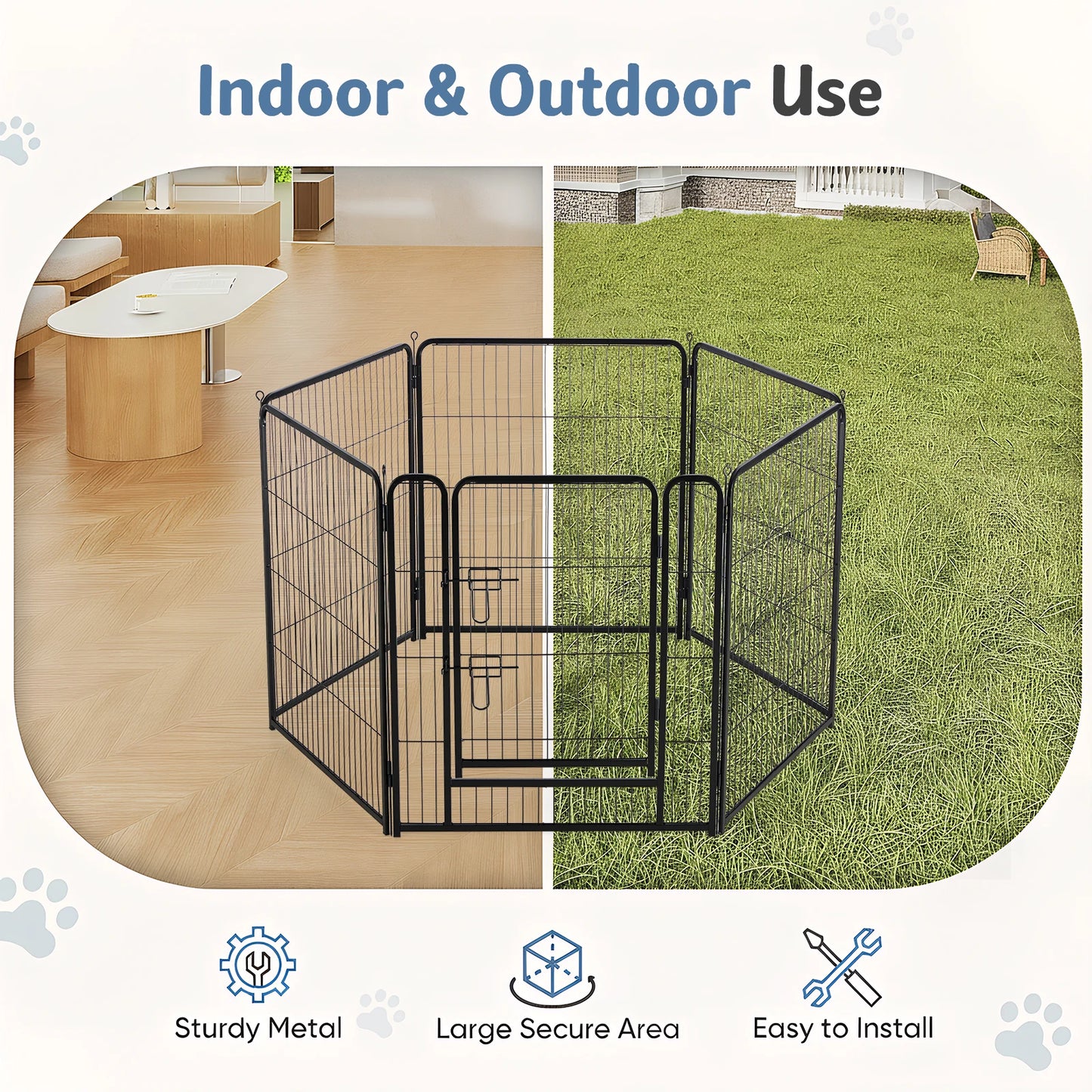 6 Panels Metal Dog Playpen  for Puppy Exercise