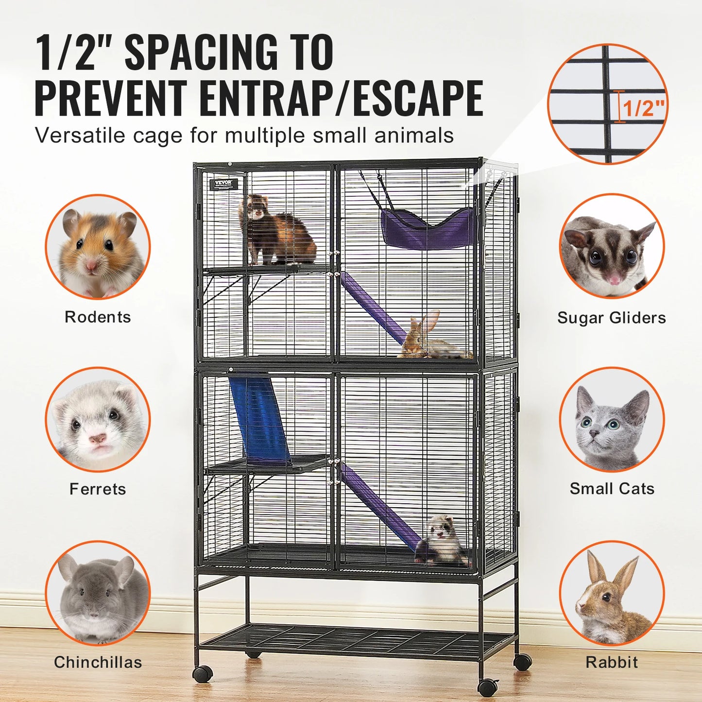 Rolling Small Animal Cage for Rats Hamster Guinea Chinchilla