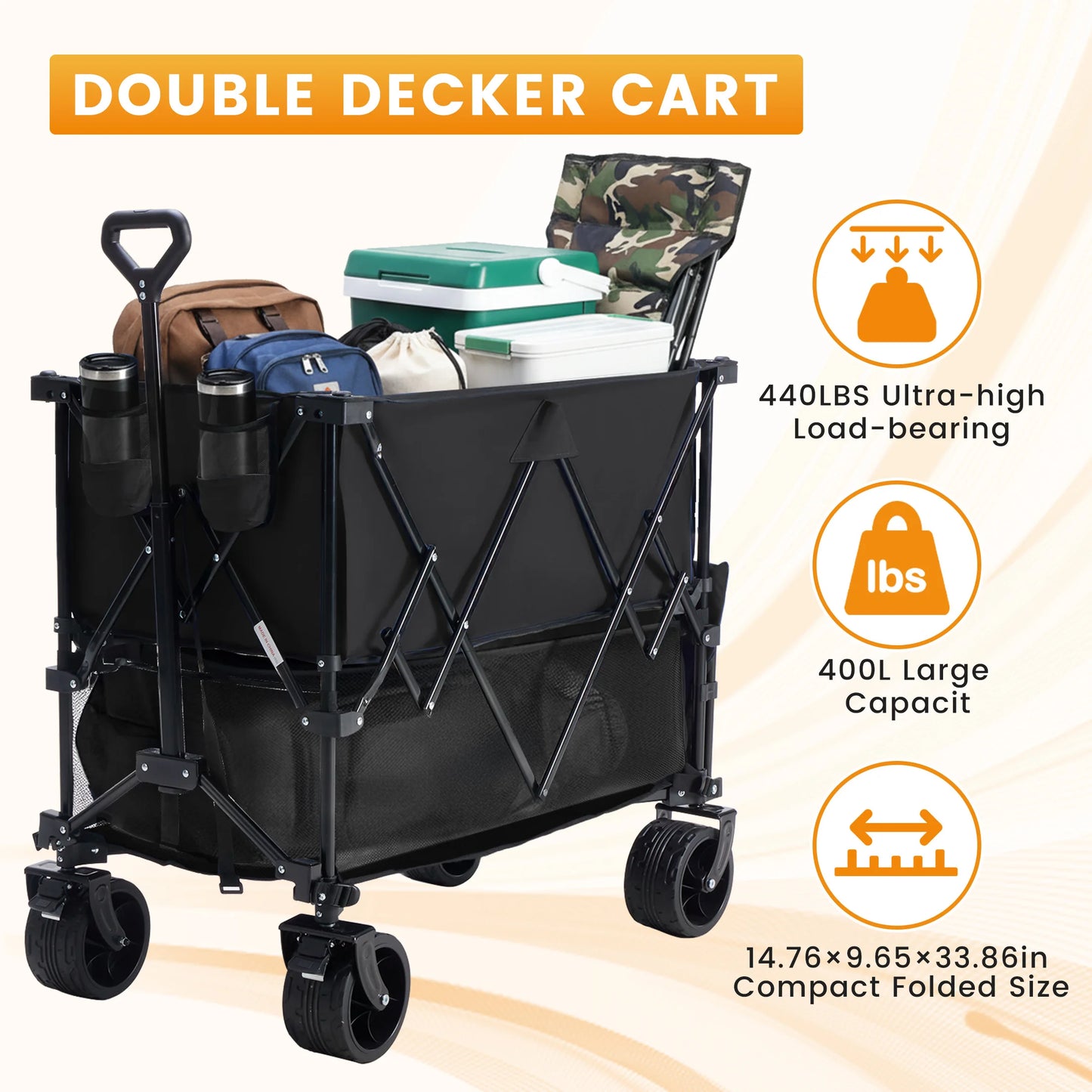 Double Decker Wagons for Grocery, Garden, Camping