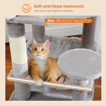 Cat Tree and Tower for Indoor Cats With Sisal-Covered Scratching Posts