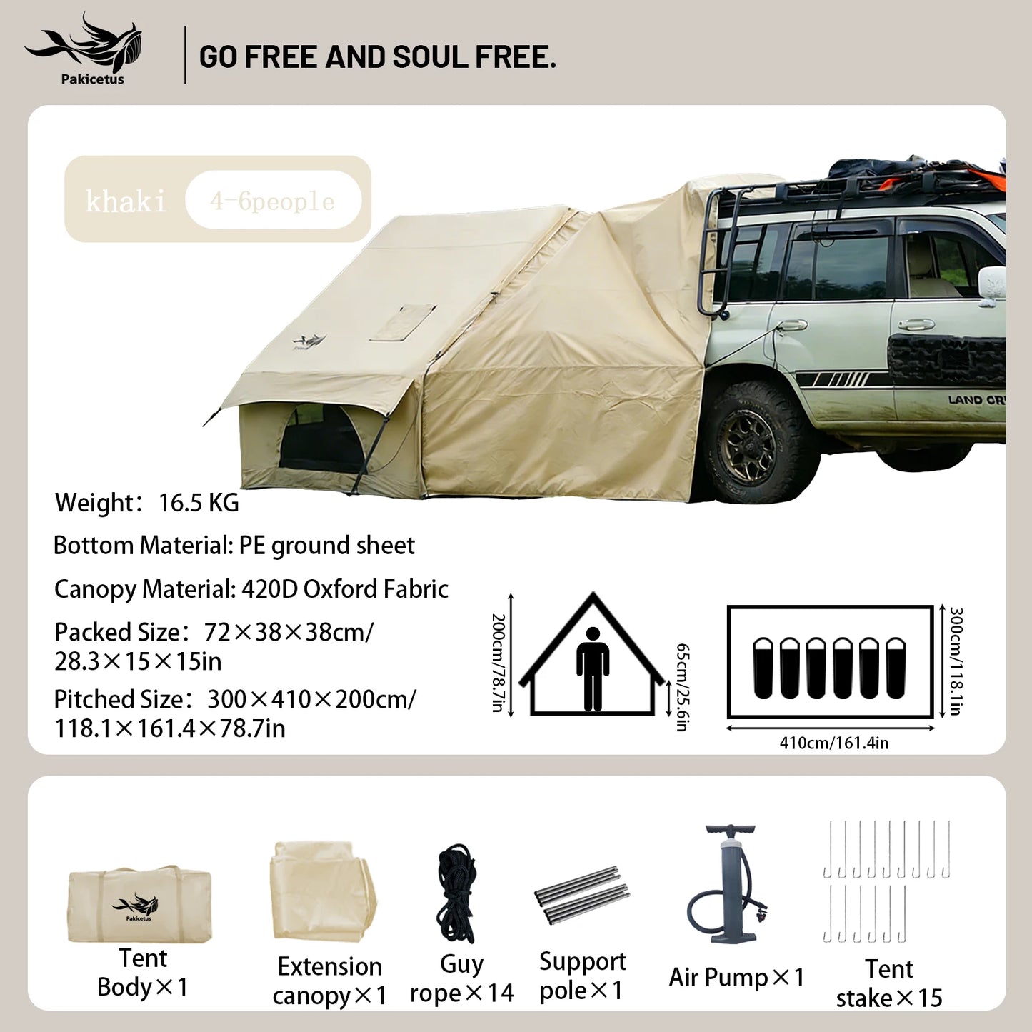 Inflatable Camping Tent, for 4-8 Persons,
