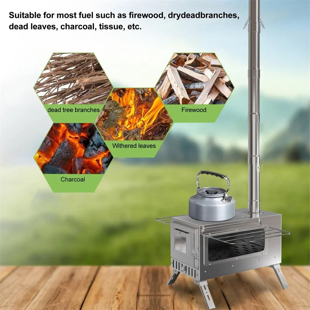 Wood Burning Stove for Outdoor Heating & Cooking