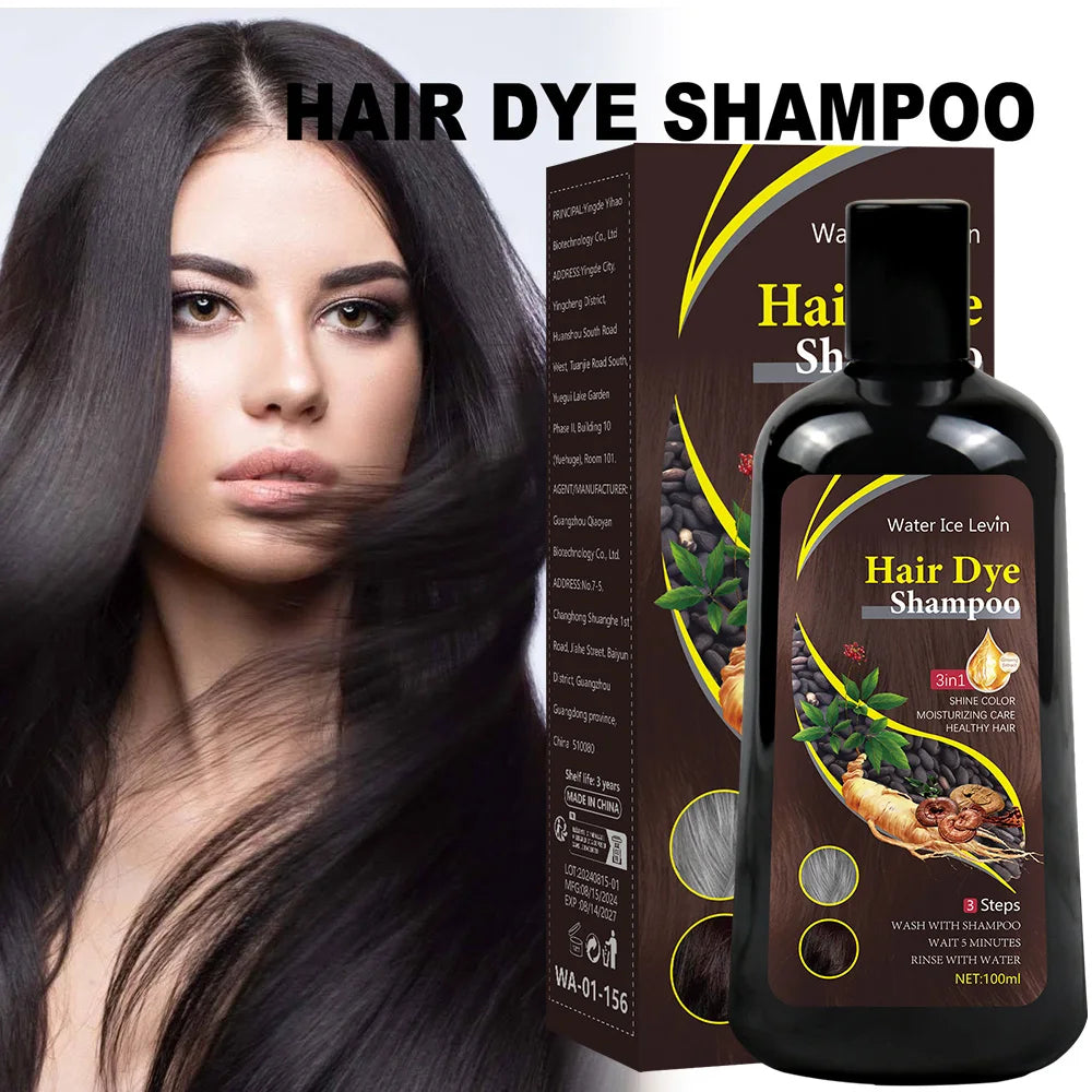 Hair color shampoo instantly from white to brown