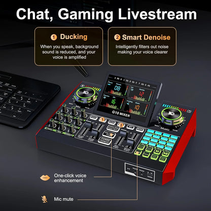 Audio Mixer with Voice Changer for Streaming, Podcasting, Live Recording
